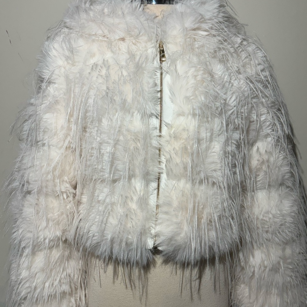 Elegant White Faux Fur Jacket